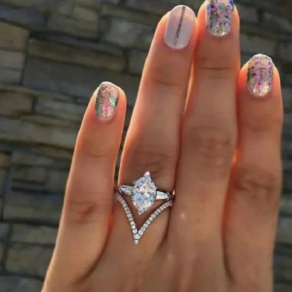 New Silver White Sapphire Marquise Ring - Picture 2 of 7